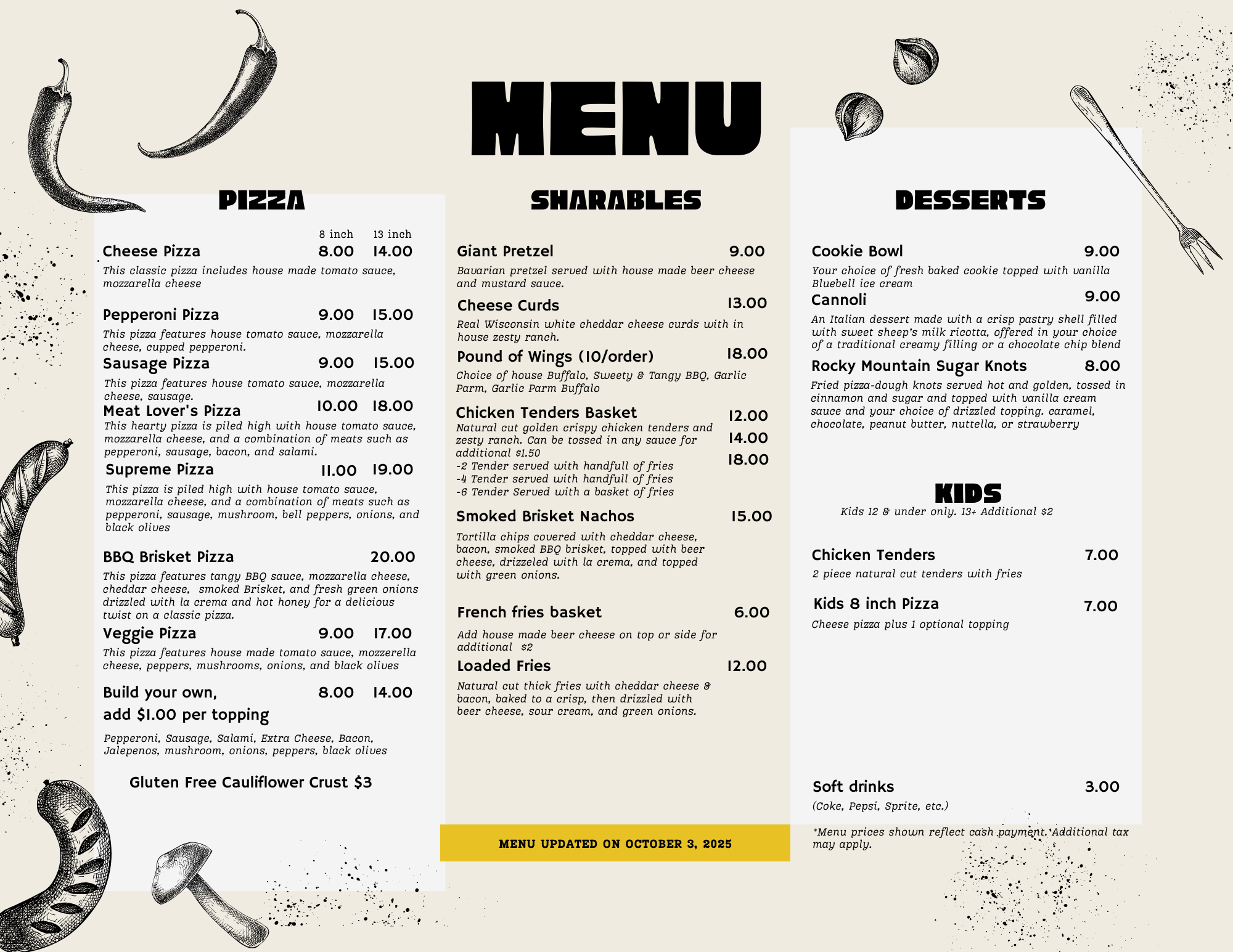 Food at Max Taps Centennial